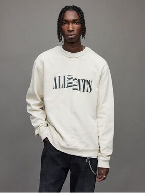ALLSAINTS Nico Crew Sweatshirt In Cream | SLIGHTLY USED